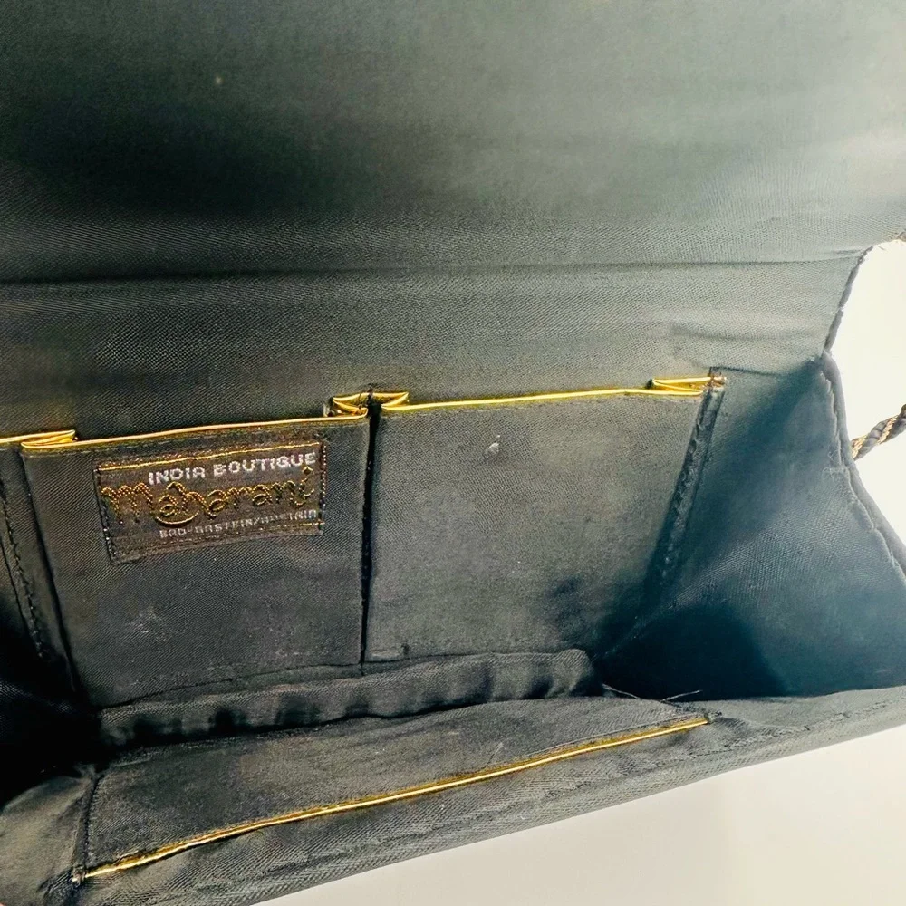 Maharani Embroidered Black and Gold Clutch Velvet Bag - Picture 12 of 13